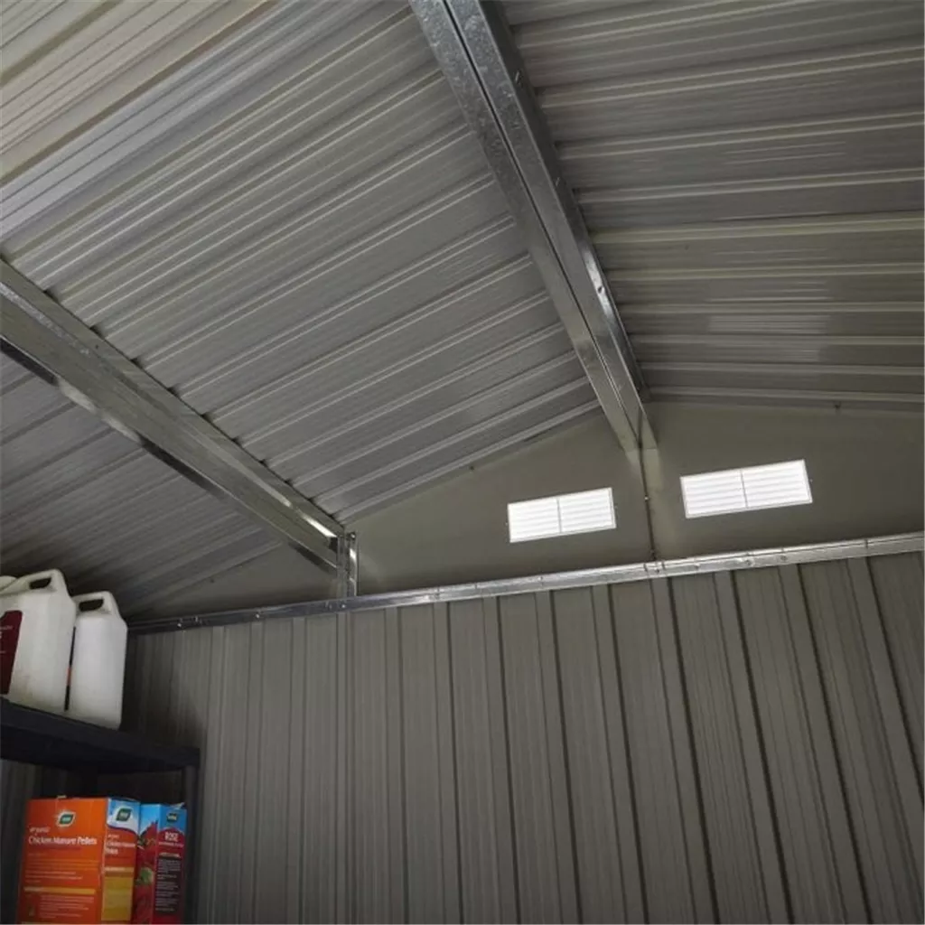 8 x 6 Deluxe Ironwood Metal Apex Shed – Double Door & Foundation Kit – Light Grey product image