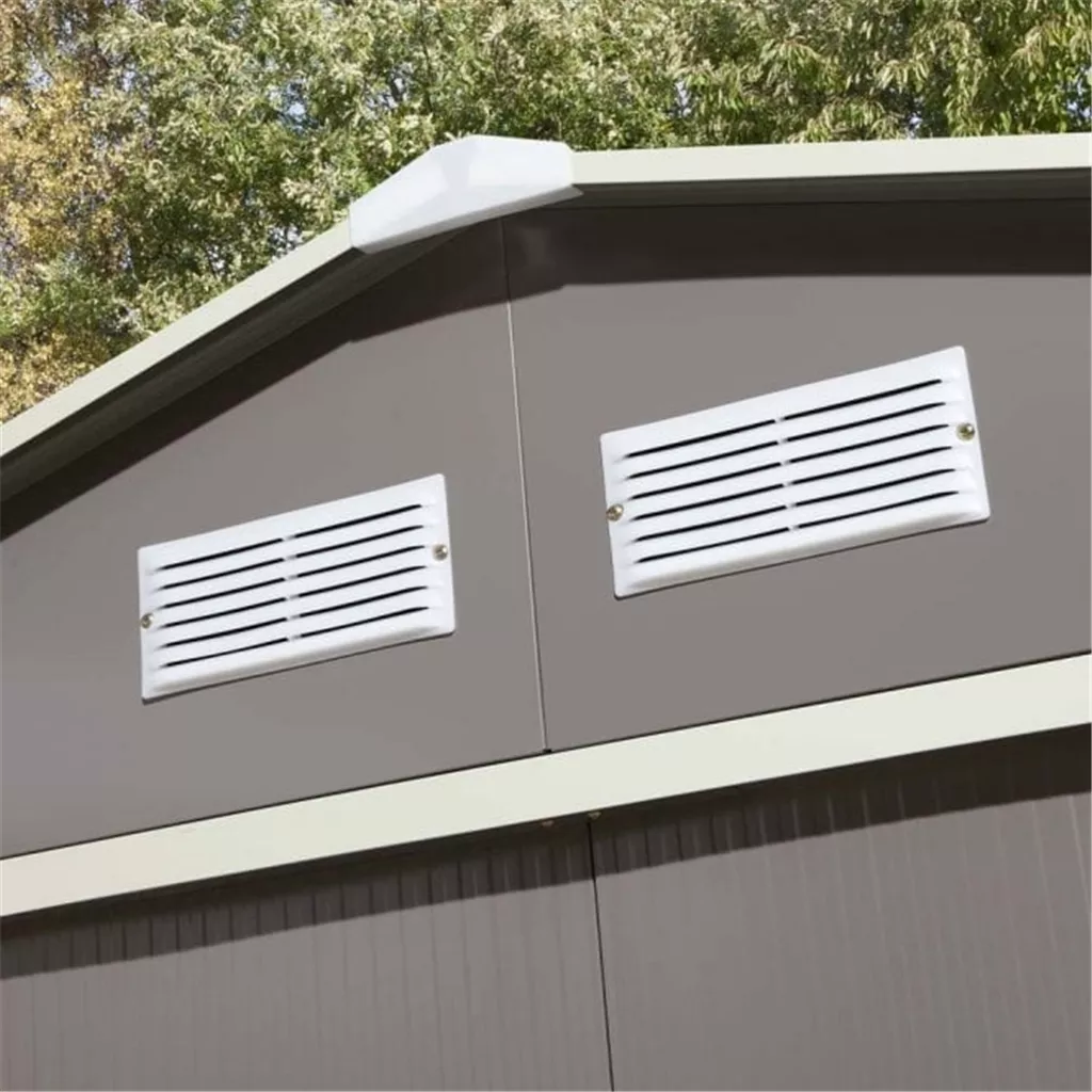 8 x 6 Deluxe Ironwood Metal Apex Shed – Double Door, Assembly – Light Grey product image