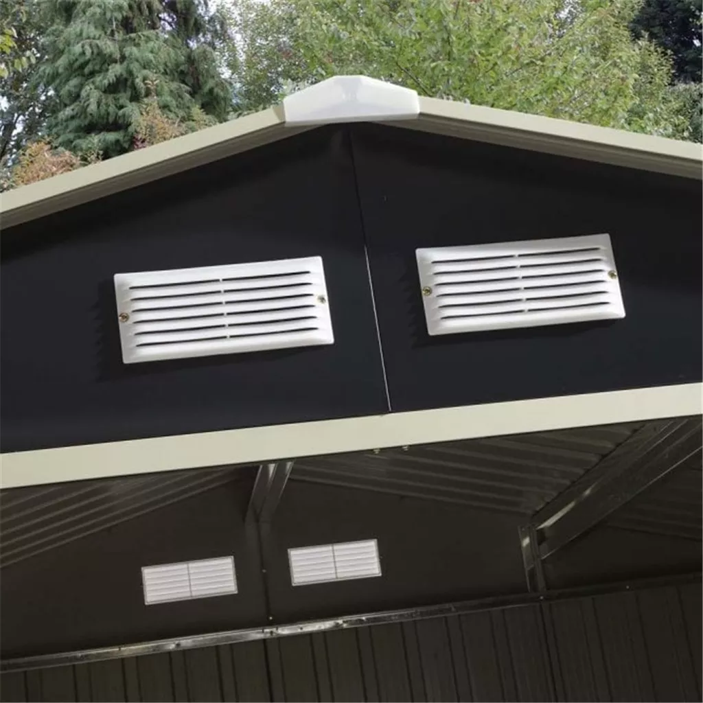 8 x 6 Deluxe Ironwood Metal Apex Shed – Double Door, Assembly – Dark Grey product image