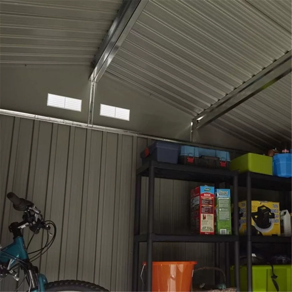 10 x 8 Deluxe Ironwood Metal Apex Shed – Double Door, Assembly & Foundation Kit – Light Grey product image