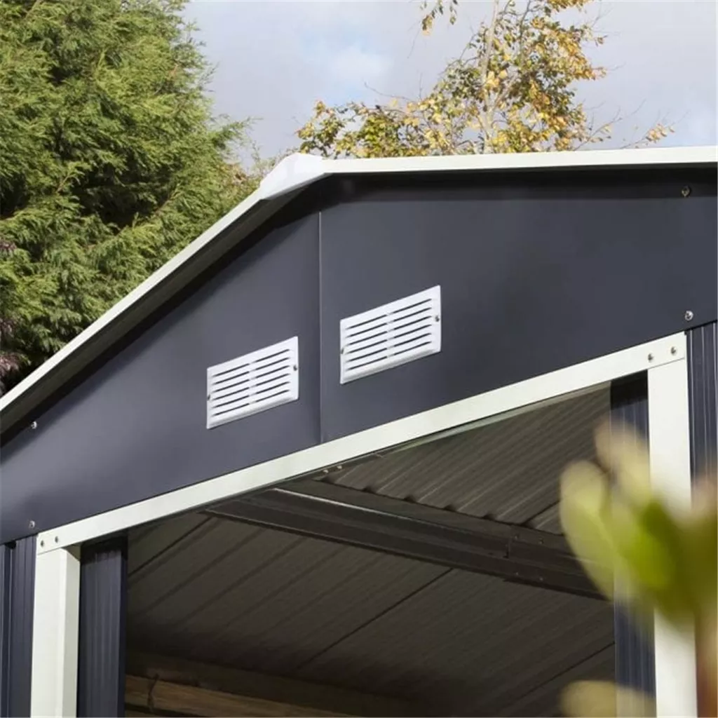 10 x 8 Deluxe Ironwood Metal Apex Shed – Double Door, Assembly & Foundation Kit – Dark Grey product image