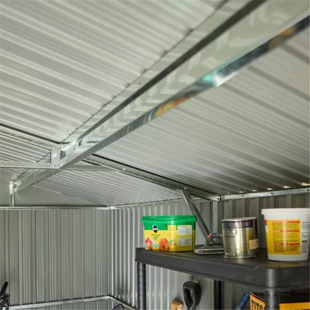 10 x 12 Deluxe Ironwood Metal Apex Shed – Double Door, Assembly – Light Grey product image