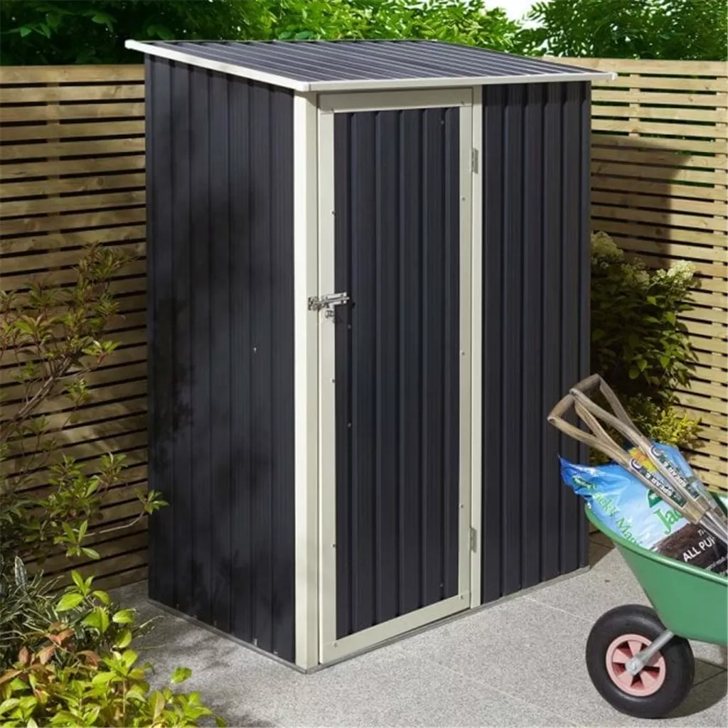 5 x 3 Deluxe Ironwood Metal Pent Shed – Single Door & Foundation Kit – Dark Grey product image