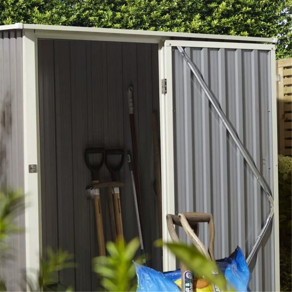 5 x 3 Deluxe Ironwood Metal Pent Shed – Single Door, Assembly – Dark Grey product image