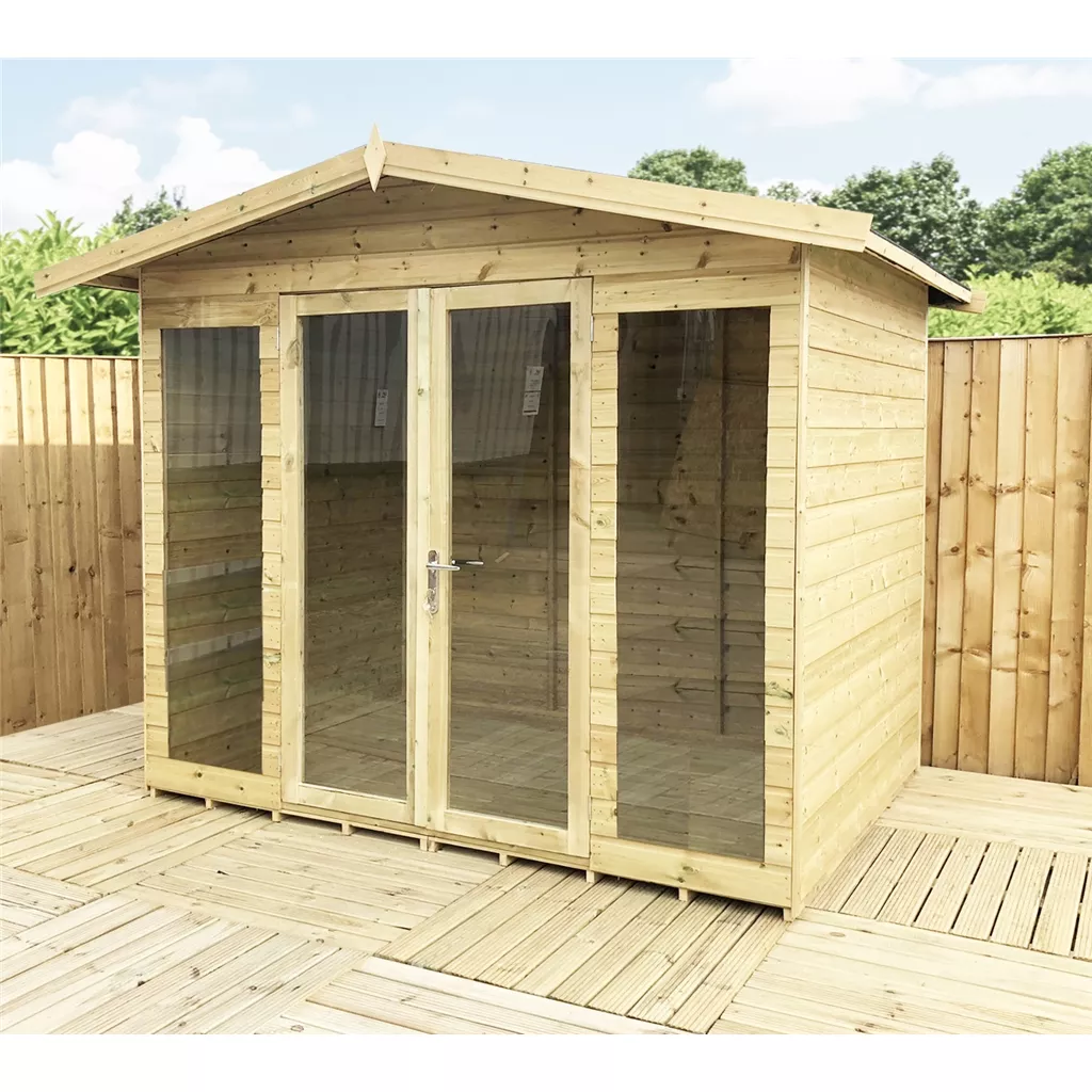 16 x 16 Pressure Treated Apex Summerhouse – Long Windows