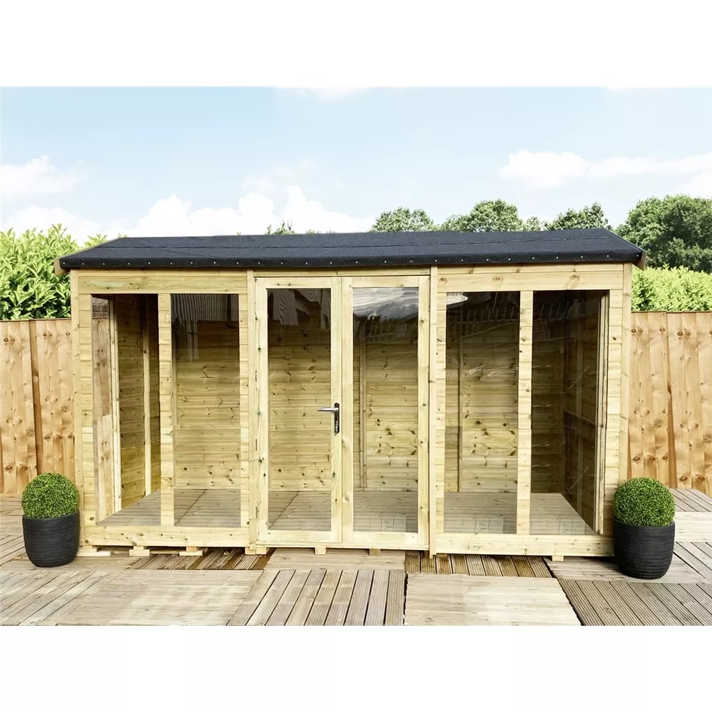 12 x 24 Reverse Pressure Treated Apex Summerhouse – Long Windows