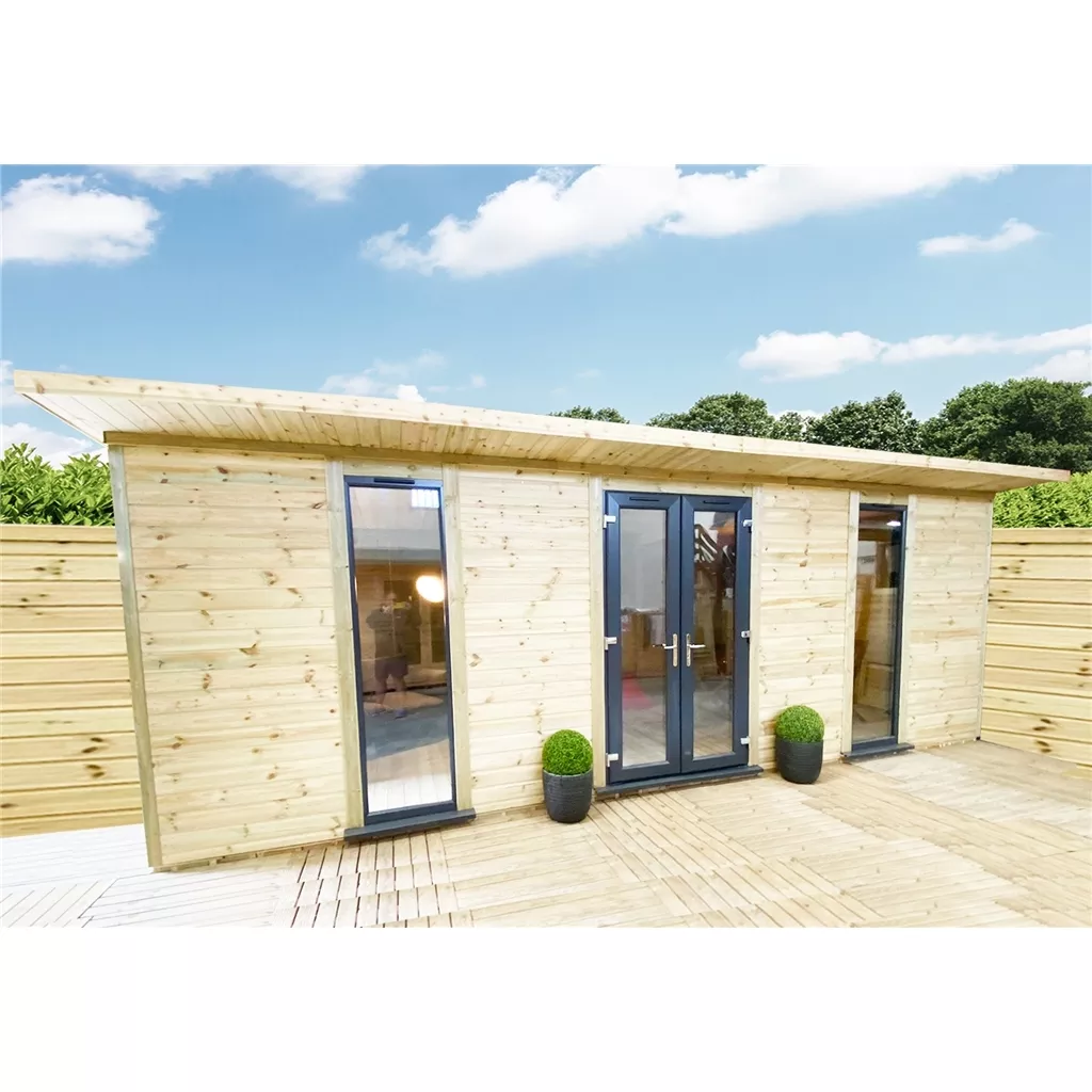 13 x 10 Executive Plus Insulated Garden Office – PVC French Doors & Windows